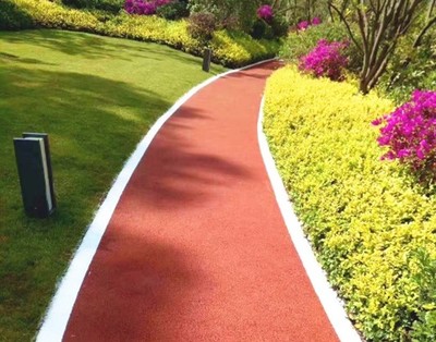 Colourful pedestrian walkway in a park, Shanghai, 2023